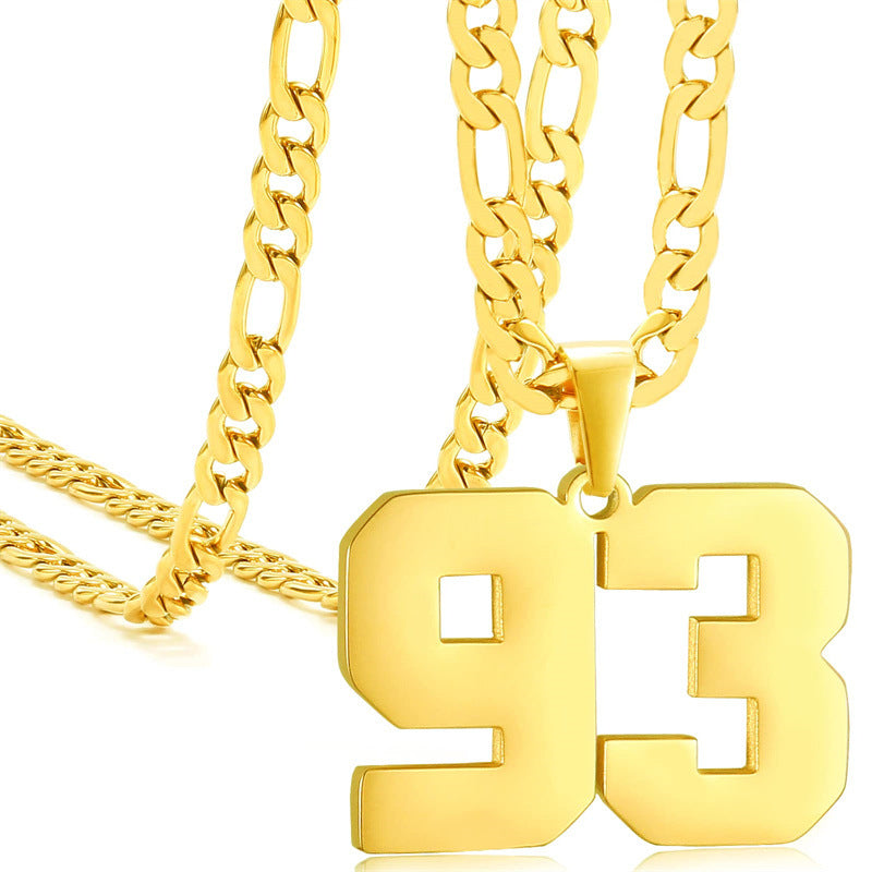 Minimalist Numeric Pendant Necklace for Men and Women Stainless Steel Chain with Polished Titanium Steel Charm