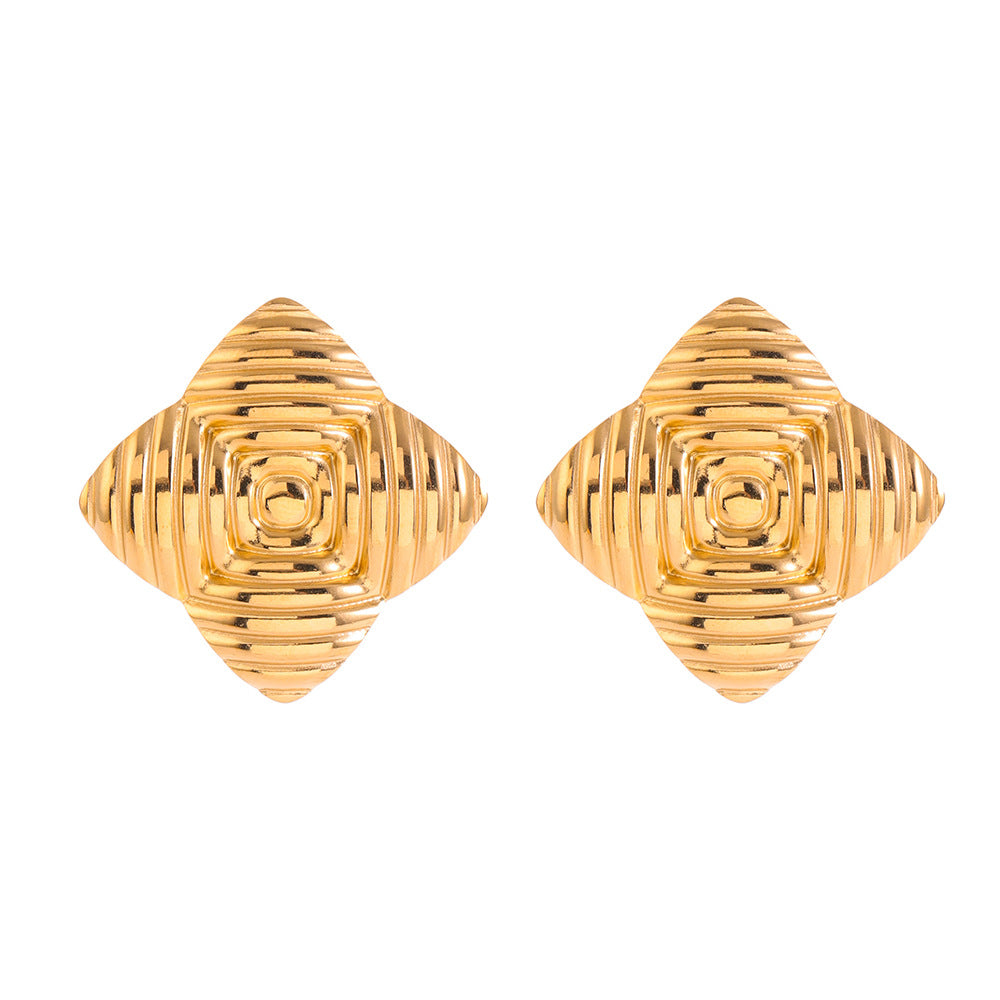 Pendientes de Tachuela de Acero de Titanio en Forma de Lazo Minimalista para Mujer, Joyería de Lujo Hipoalergénica con Chapado en Oro o Acero