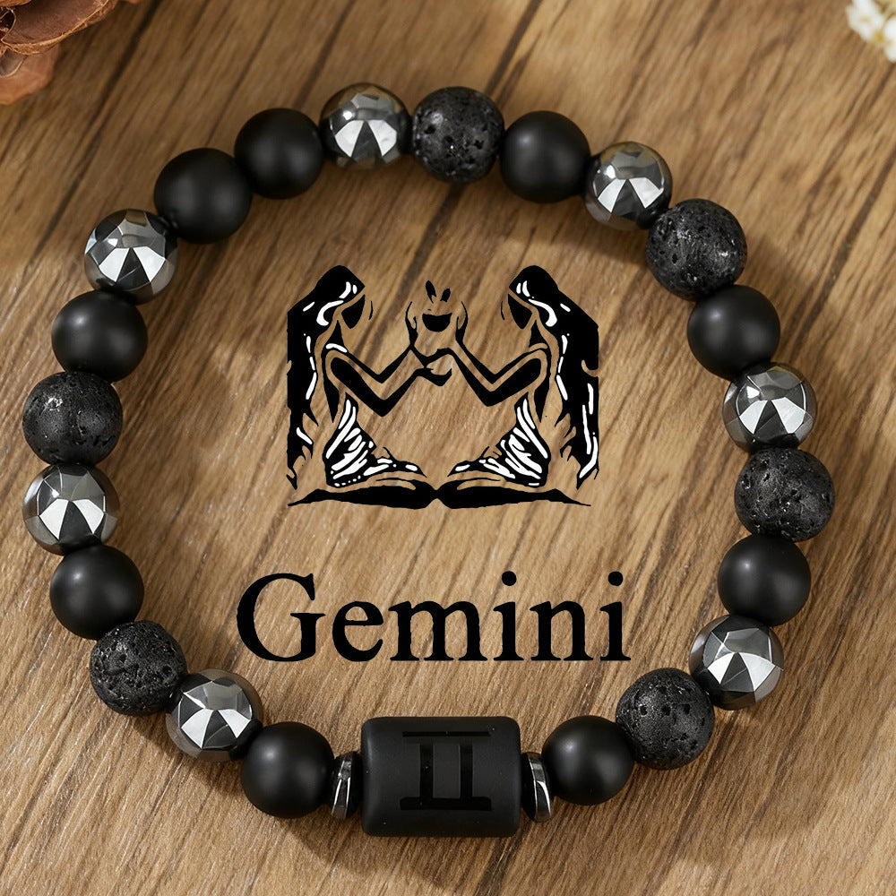 Vintage Handmade Round Volcanic Stone Beaded Bracelet Unisex