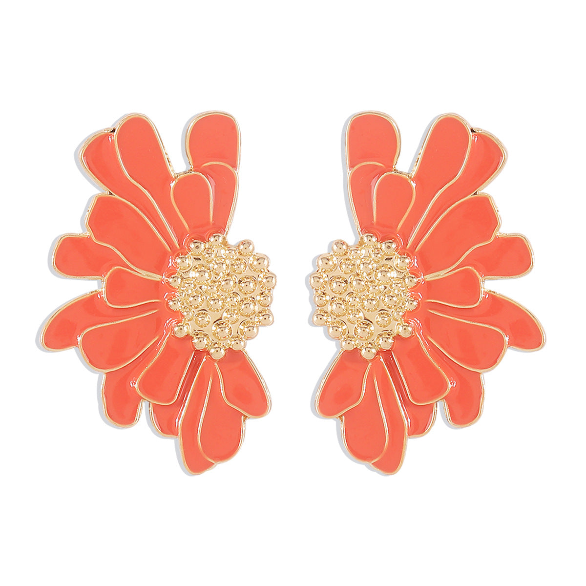E8418 Pendientes de Aleación Florales Geométricos para Mujer Estilo Vintage Dulce-Genial Joyería Chapada