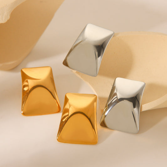 Orecchini a perno geometrici rettangolari da donna alla moda in acciaio inossidabile placcato oro 18 carati