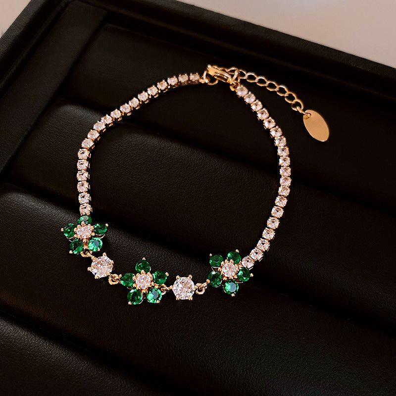 Minimalist Sweet Square Butterfly Brass Bracelet with Cubic Zirconia Inlay for Women