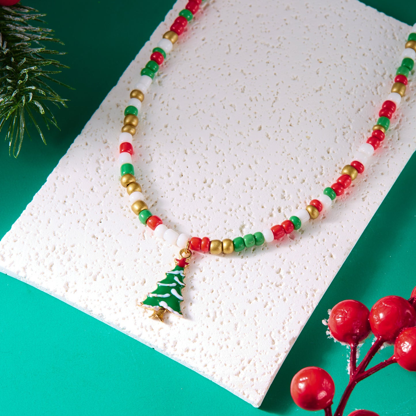 Ins Style Christmas Pendant Necklace with Santa Claus Snowman and Christmas Tree Charms in Zinc Alloy with Enamel Finish for Women