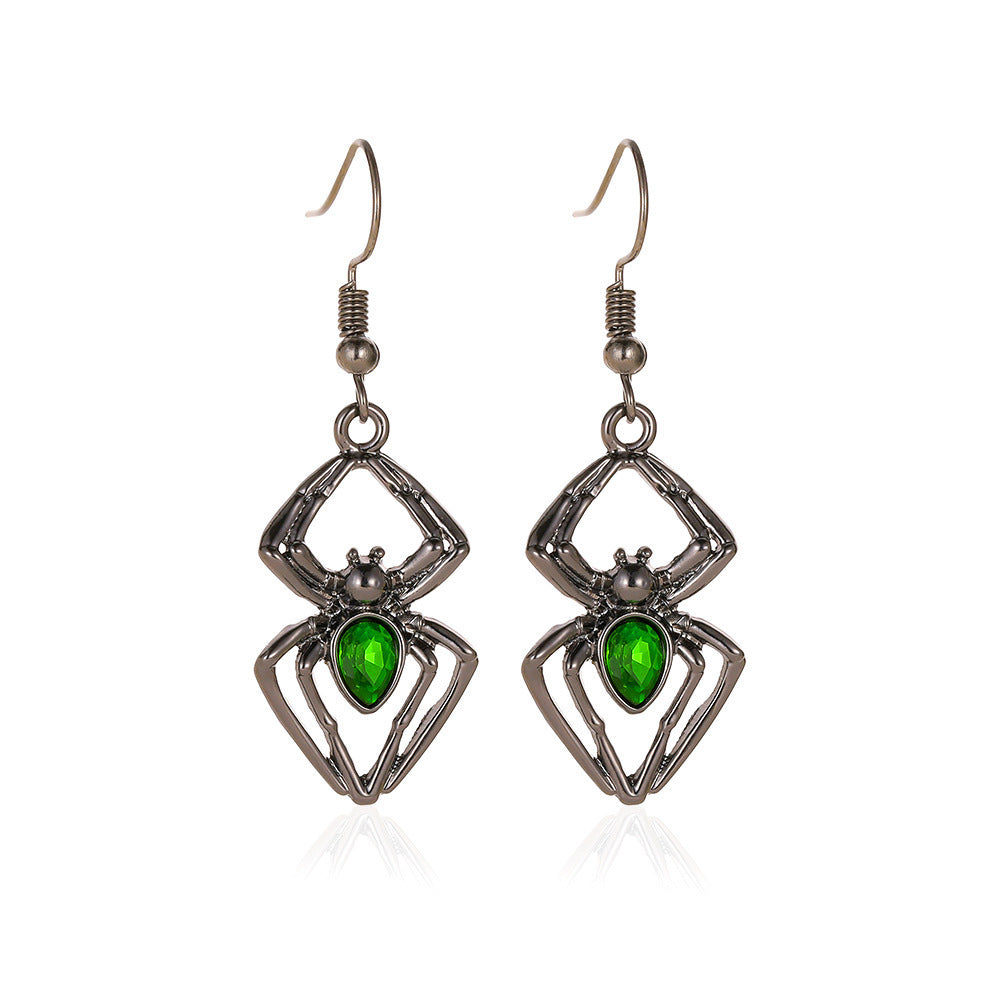 Set de Collar Colgante Araña de Halloween con Pendientes y Anillo de Aleación con Acabado Chapado para Mujer