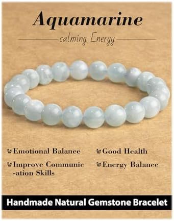 Natural Obsidian and Amazonite Stone Beaded Bracelet 6mm Elastic Stretch Bangle Unisex Handmade Jewelry