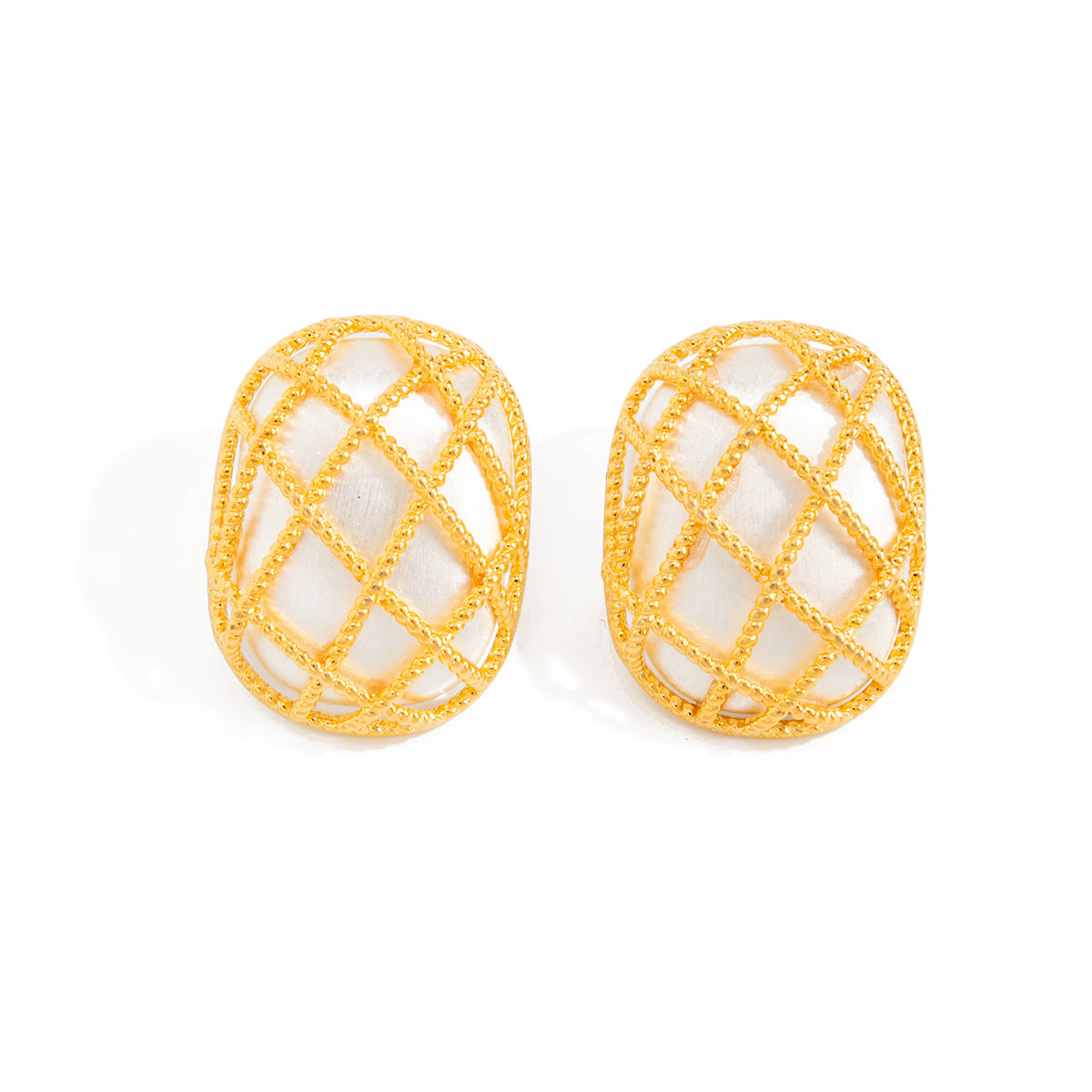 Elegant Geometric Oval Plated Zinc Alloy Earrings for Women