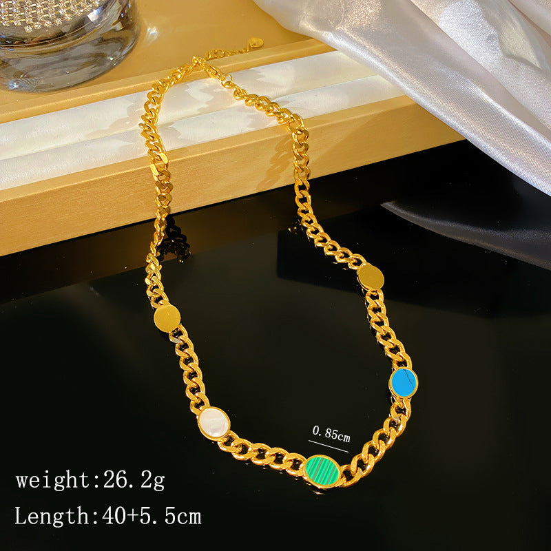 Luxury Cuban Link Chain Titanium Steel Star Necklace Plated Unisex Jewelry