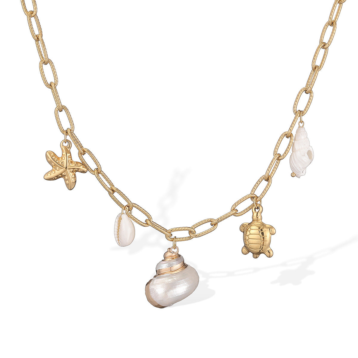 Collana con pendente in conchiglia di abalone geometrica minimalista da donna in acciaio inossidabile con design irregolare