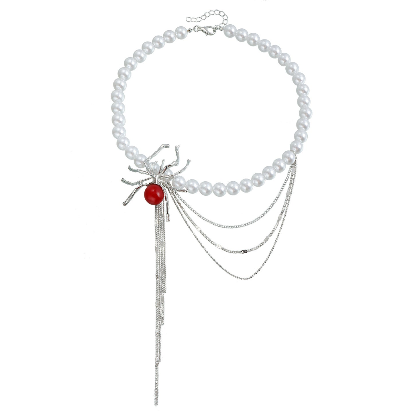 Collana con ciondolo a ragno gotico scuro da donna con catena in lega e finitura placcata