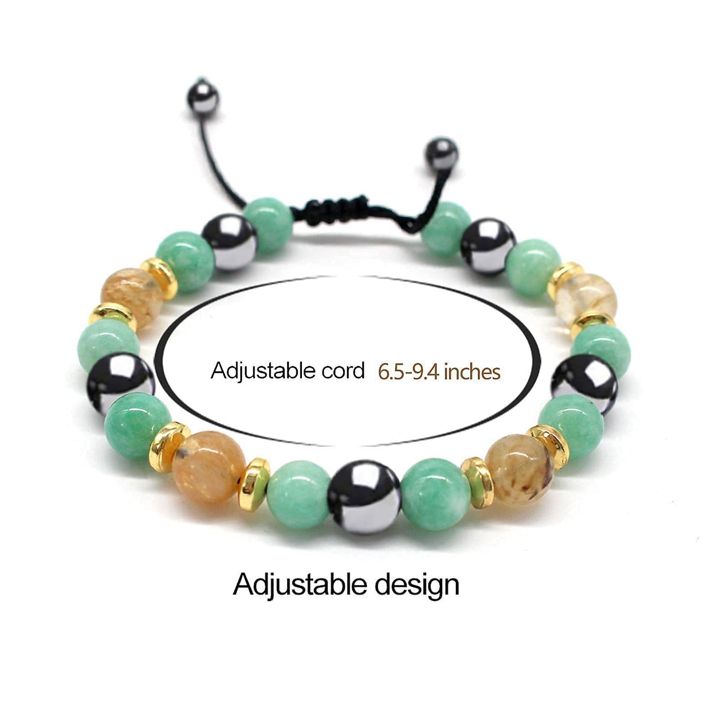 Geometric Round Agate Crystal Beaded Bracelet Unisex Handmade Jewelry
