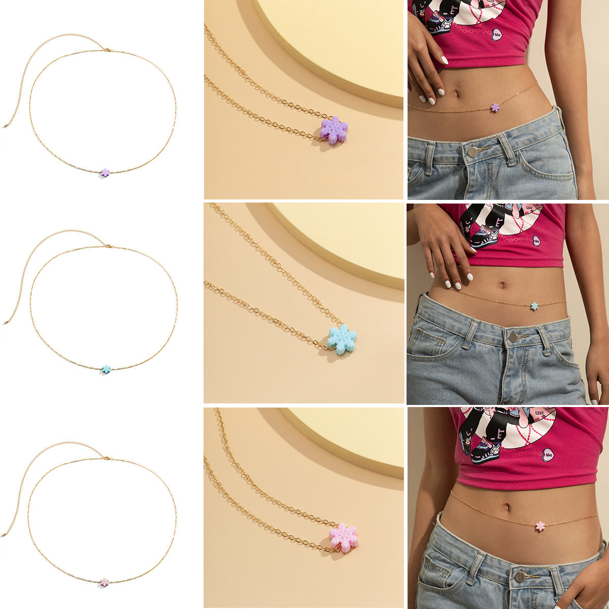 Minimalist Star Acrylic Plated Body Chain for Women