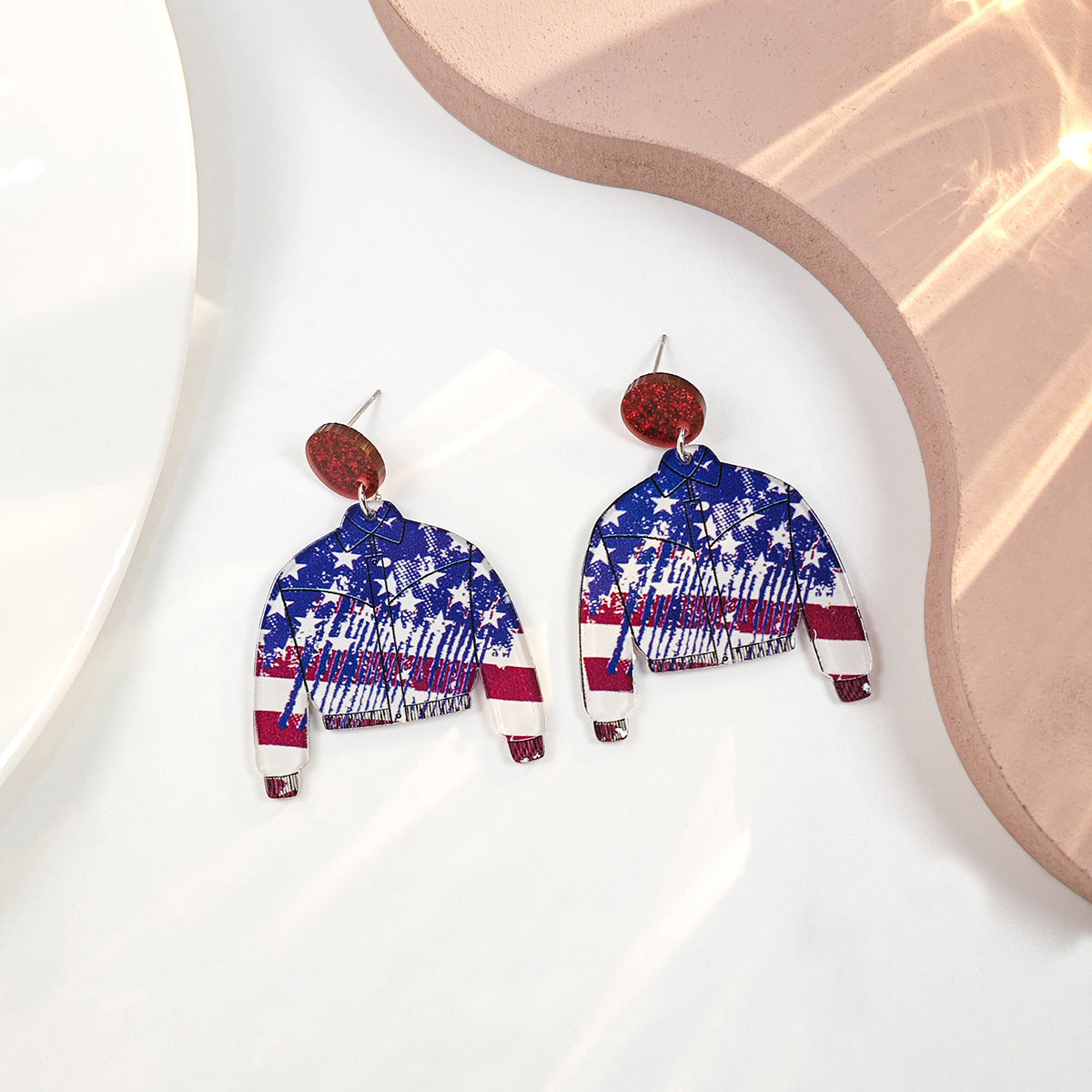 Vintage Round Heart Floral Acrylic Plated Earrings for Women