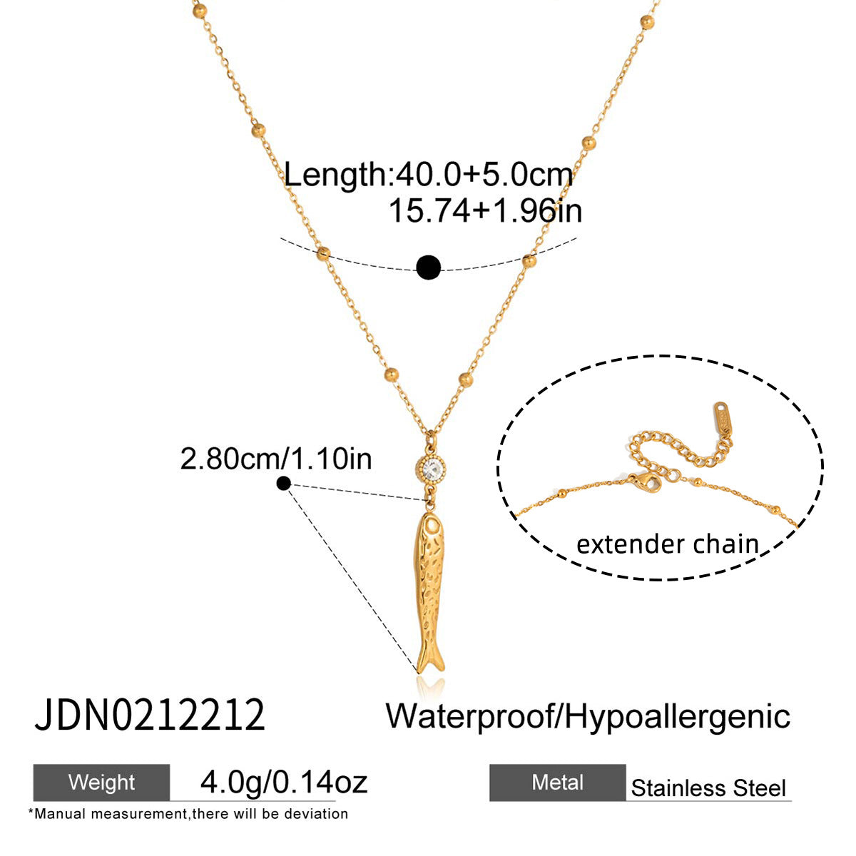 Fish Shape Titanium Steel Pendant Stainless Steel Plated Necklace and Earring Set for Women