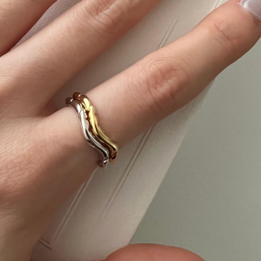 Minimalist Heart-Shaped 925 Sterling Silver Open Ring for Women with Silver Inlay and Geometric Accents