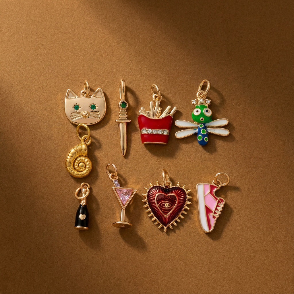 Vintage Heart Brass Plated Charm Bar