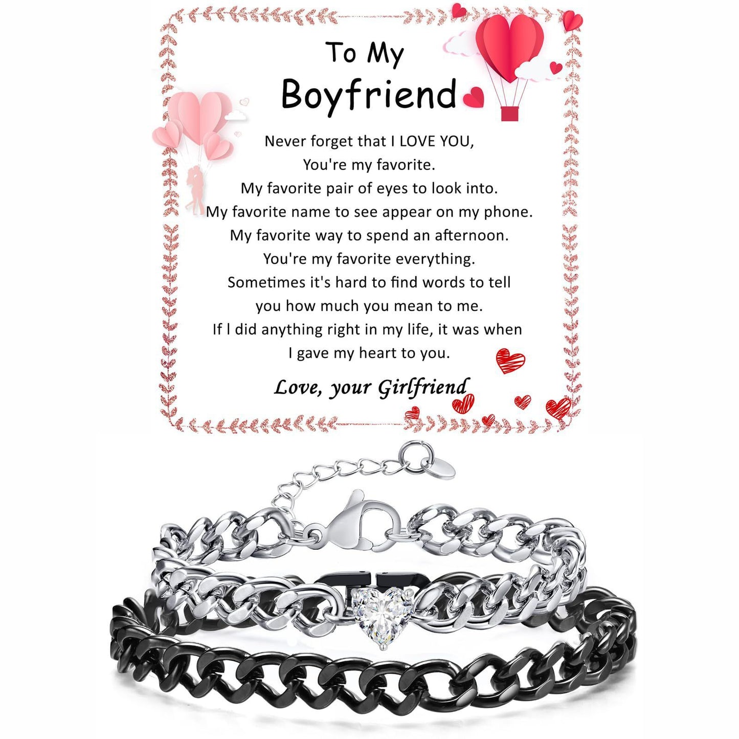 Minimalist Heart Geometric Stainless Steel Plated Cuban Link Chain Bracelet Unisex Adjustable Fashion Jewelry Gift