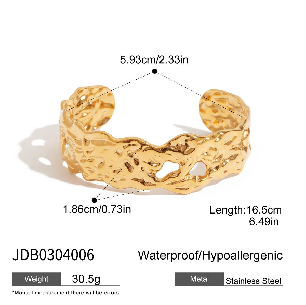 Elegant 18K Gold Plated Geometric Hollow Titanium Steel Bracelet for Women