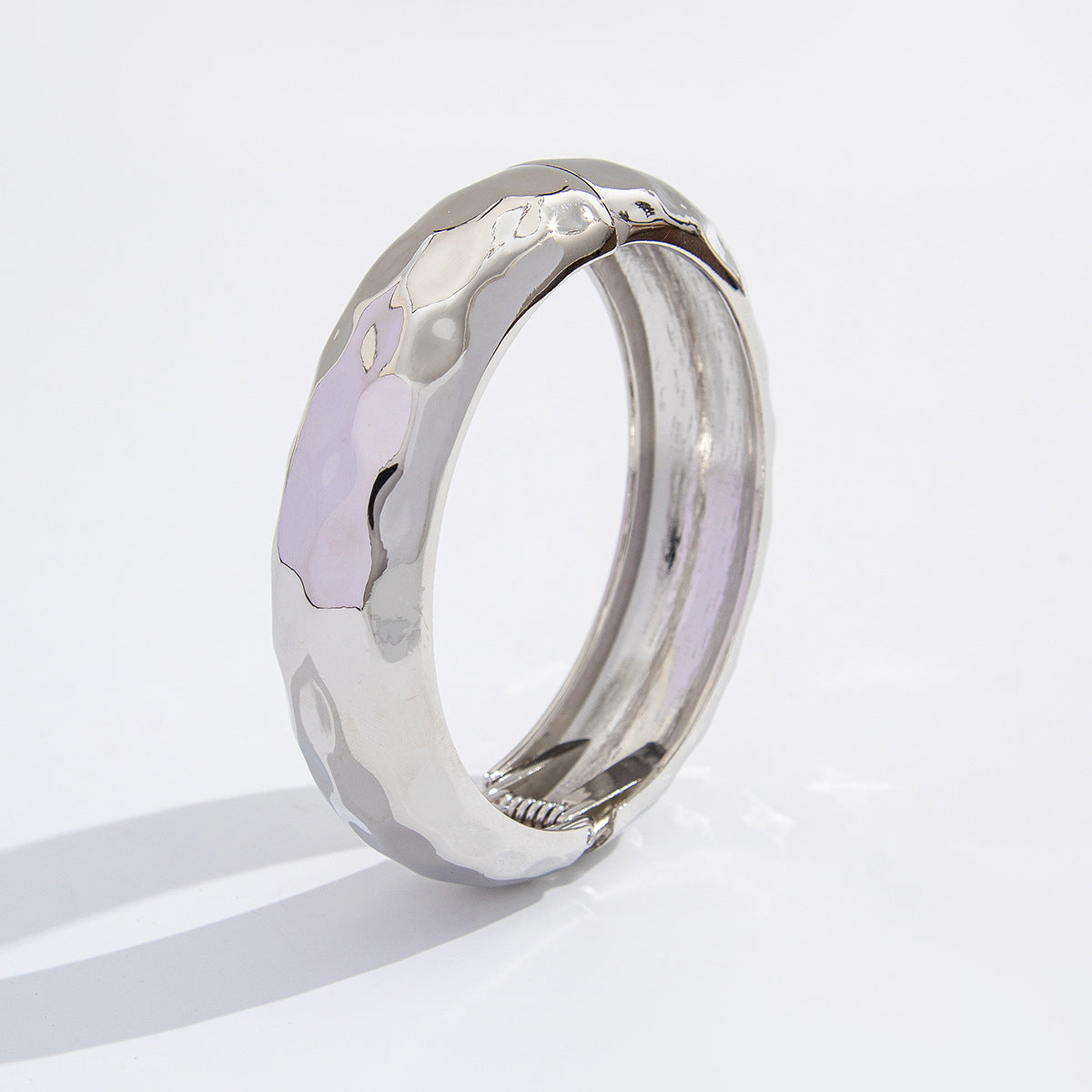 Bracciale a Polsino Irregolare Geometrico Stile Hip Hop con Perle Imitazione e Metallo Placcato