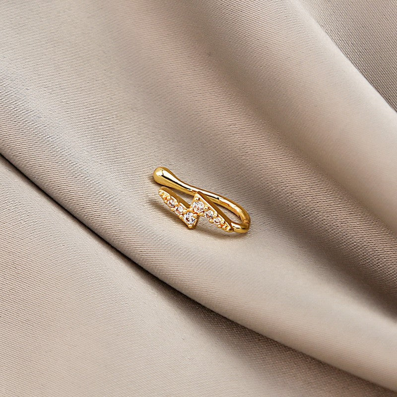 Minimalist Geometric U-Shaped Nose Clip Brass 18K Gold Plated Cubic Zirconia Adjustable Charm Bar