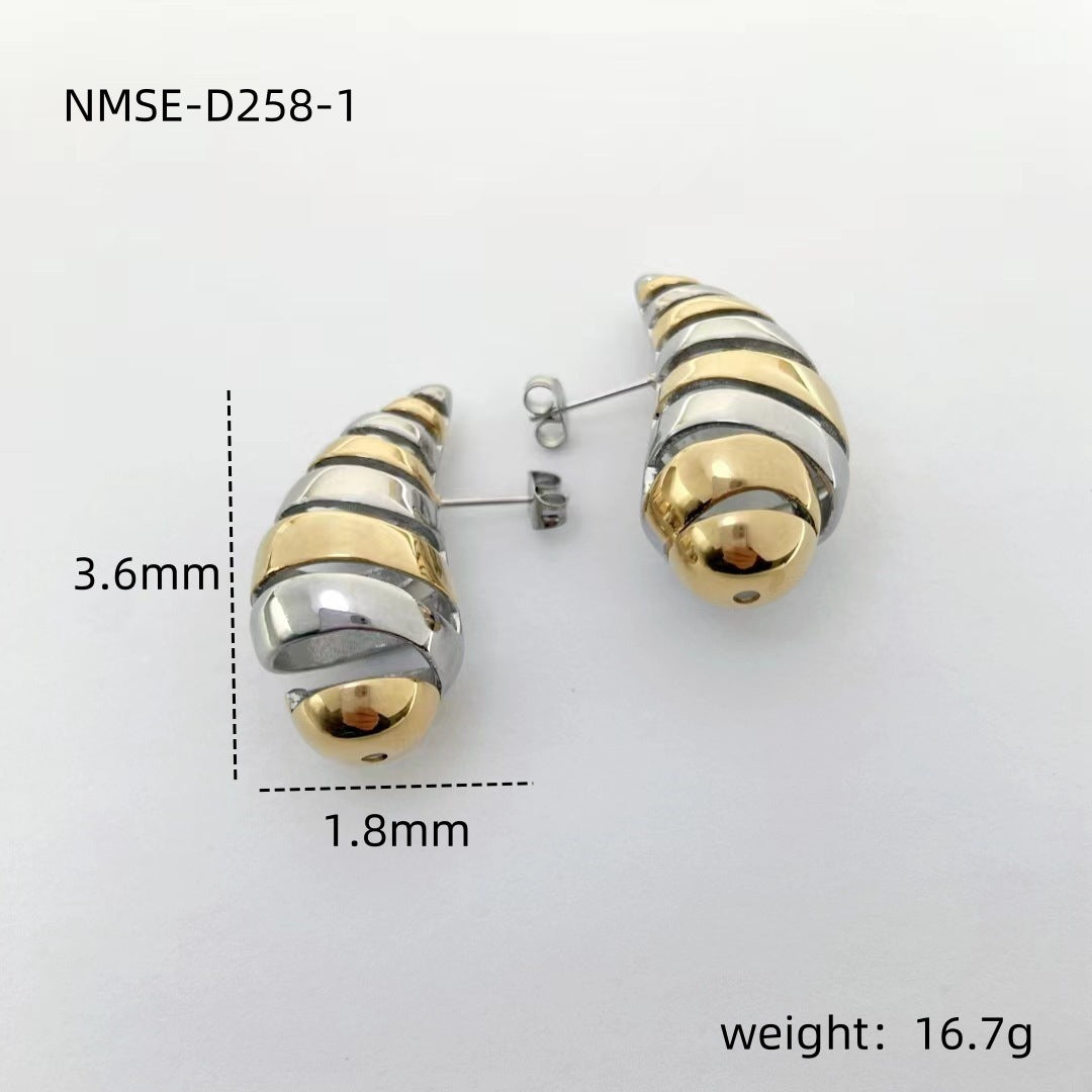 Pendientes de acero inoxidable con forma de gota de agua, incrustaciones de circonio y chapado en oro para mujer