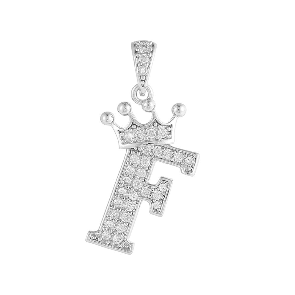 Silver Plated Brass Cubic Zirconia Inlaid Letter Charm Bar for DIY Necklace Bracelet
