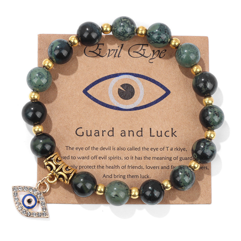 Minimalist Geometric Evil Eye Rhinestone Beaded Bracelet Unisex Yoga Energy Jewelry