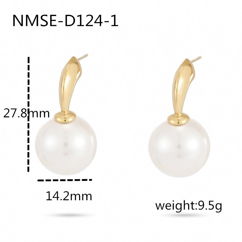 Pendientes de Perlas de Agua Dulce y Acero Titanio Estilo Vintage Francés Elegante para Mujer con Acabado Chapado