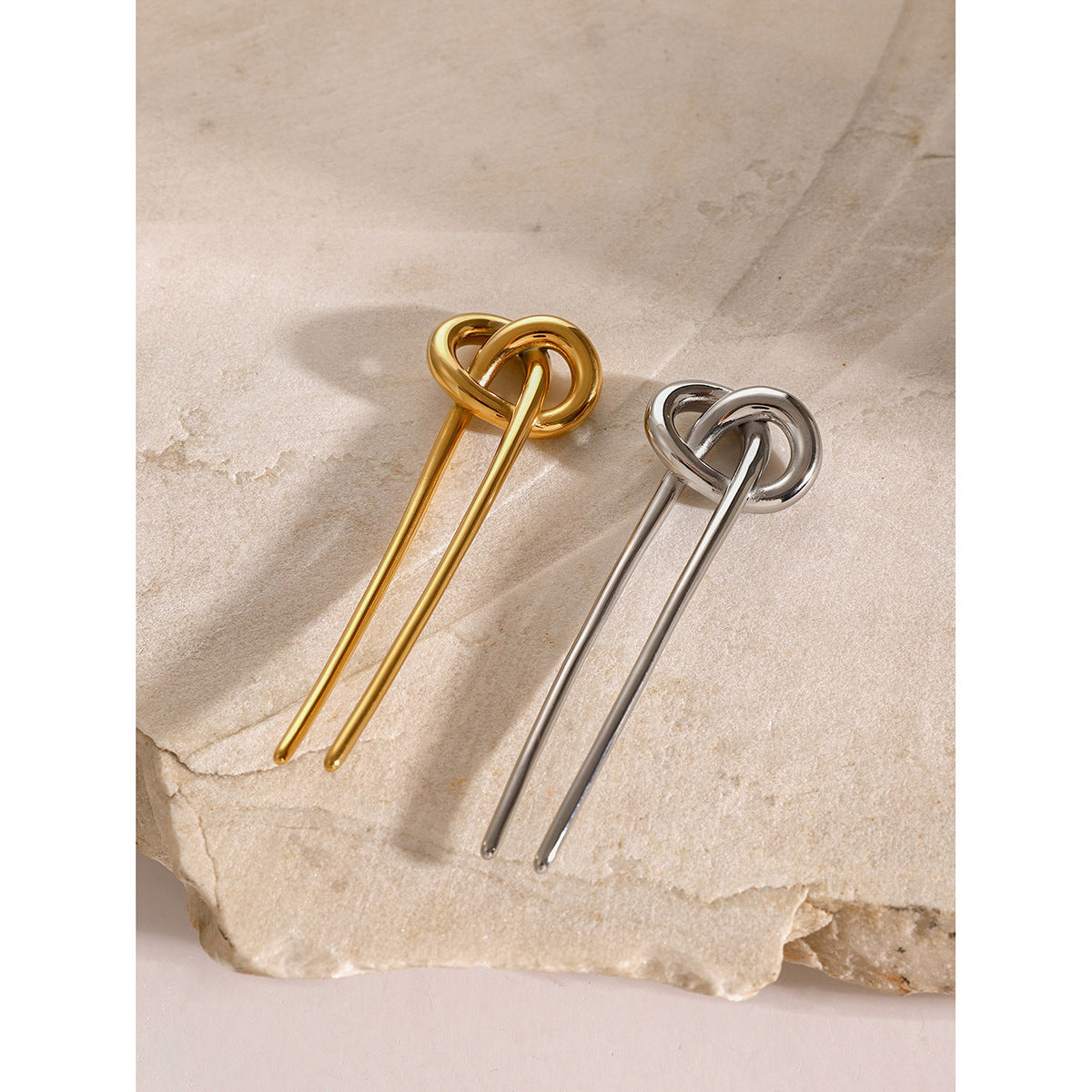 Retro 18K Gold Plated Stainless Steel U-Shaped Hair Pin for Women