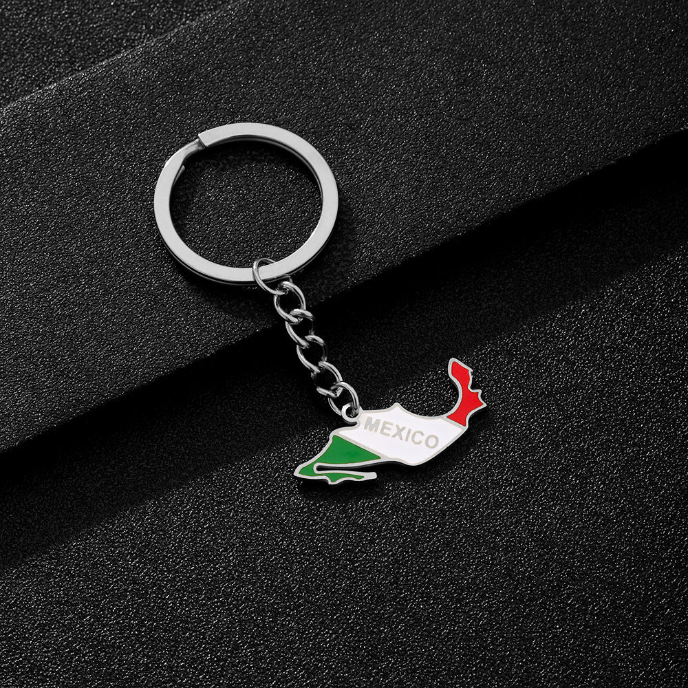 Llavero Vintage Mexicano de Esmalte, Colgante, Accesorio de Acero de Titanio para Hombres y Mujeres