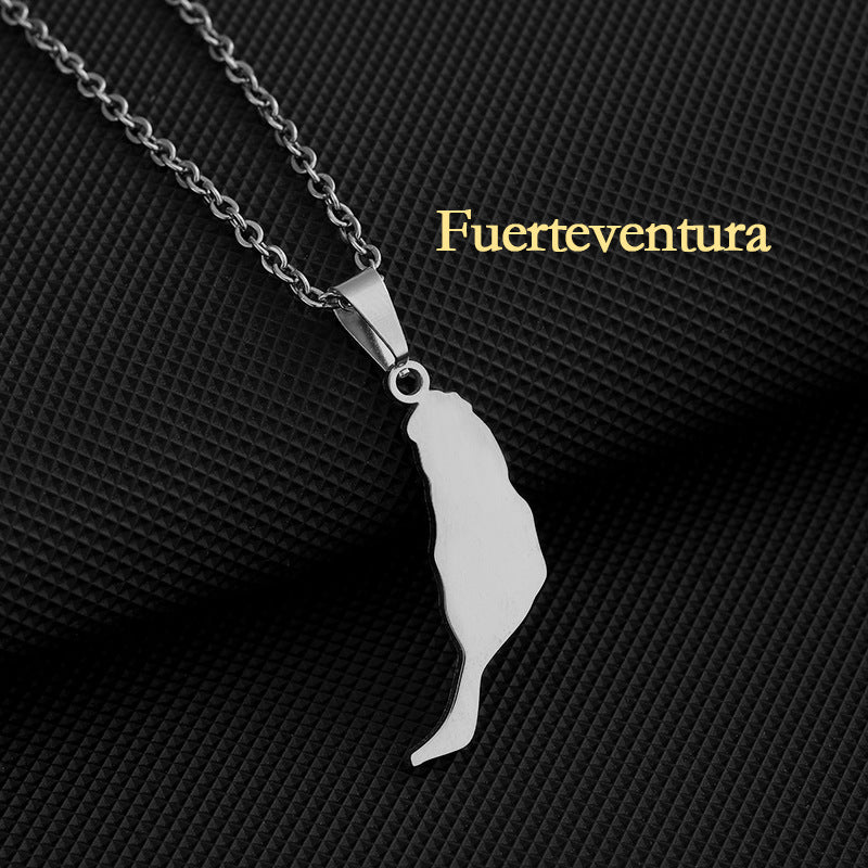 Collar con colgante geométrico de acero inoxidable con dije de acero de titanio y acabado galvanizado para uso unisex