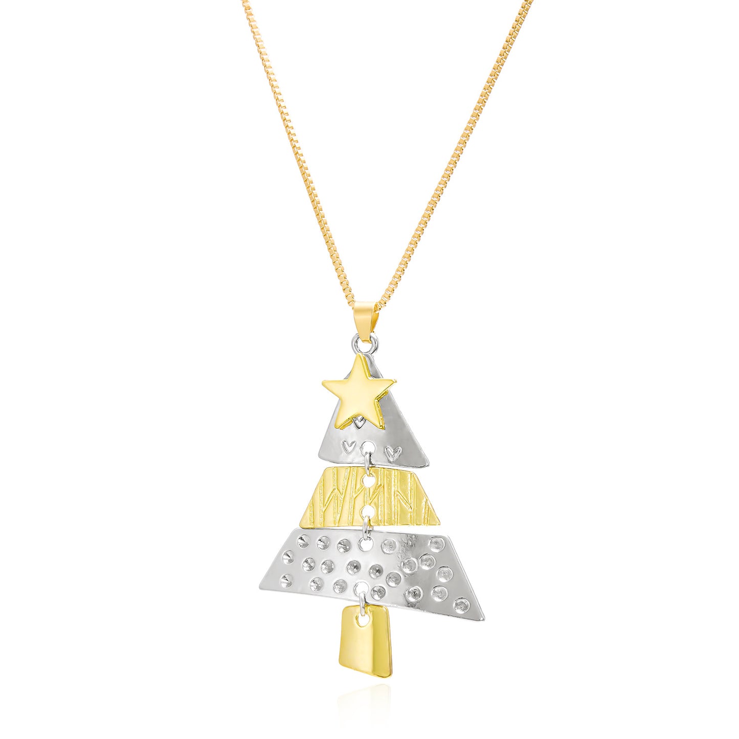 Conjunto de pendientes largos de aleación con forma de árbol de Navidad, geométricos y a la moda, con baño, para mujer