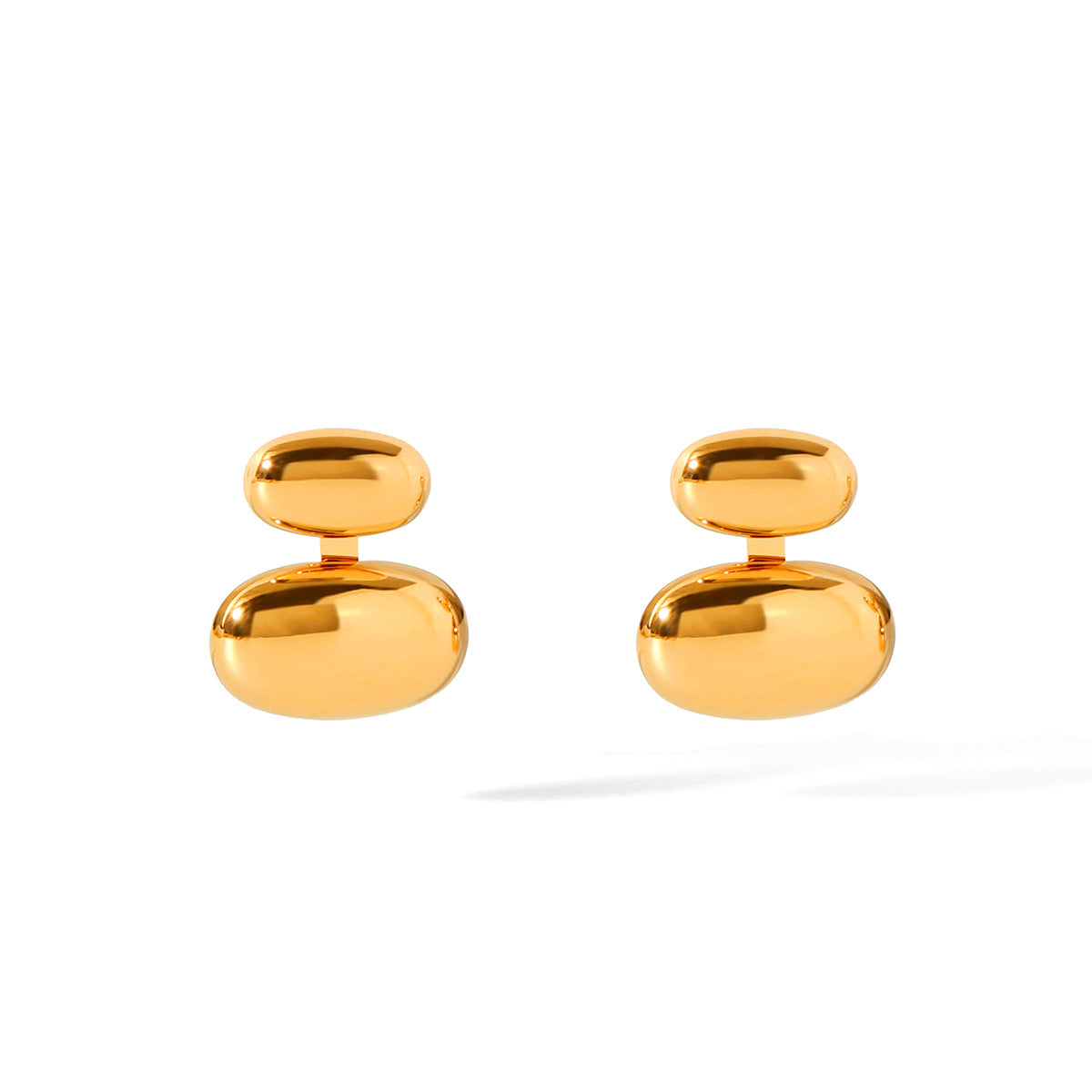 Orecchini a perno da donna in acciaio inossidabile geometrici ellittici placcati oro 18 carati, stile minimalista Ins