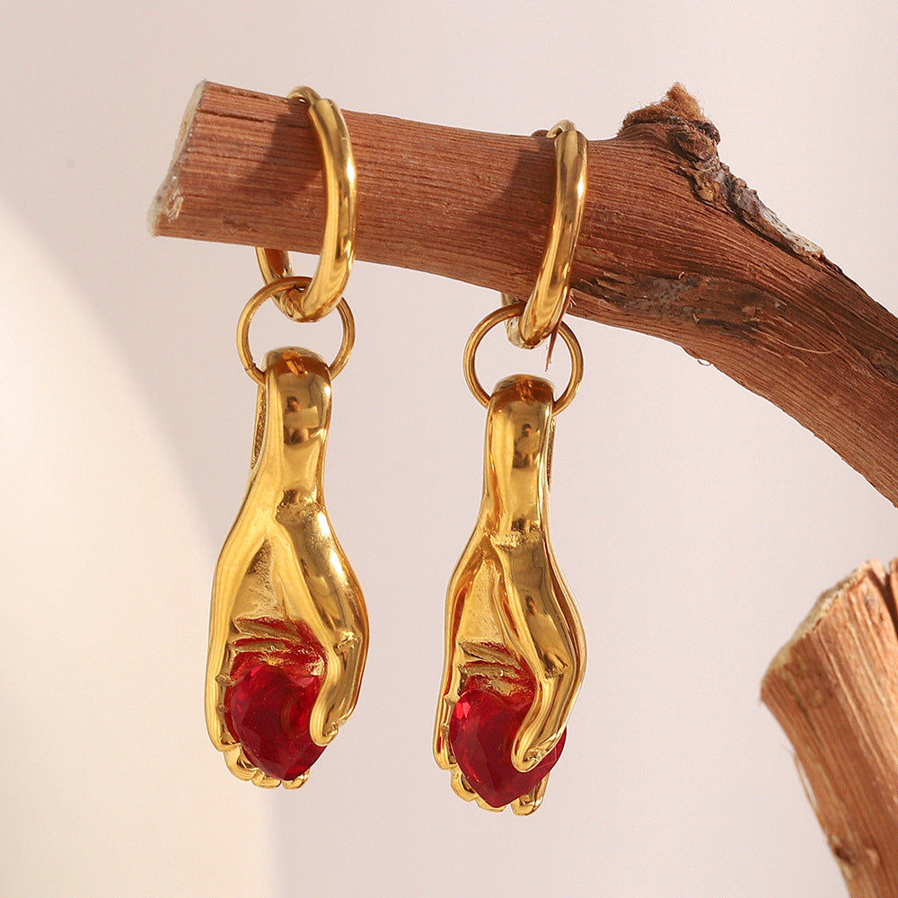 Retro Minimalist Geometric Stainless Steel Earrings with 18K Gold Plating for Women