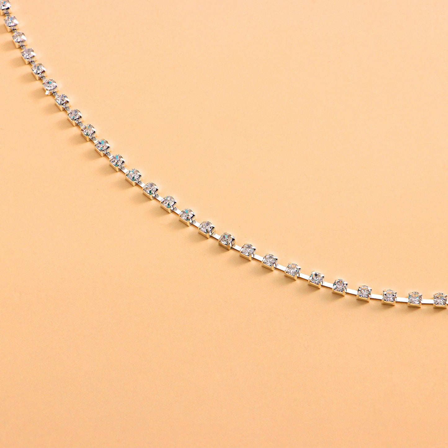 Minimalist Geometric Alloy Body Chain for Women with Rhinestone Inlay
