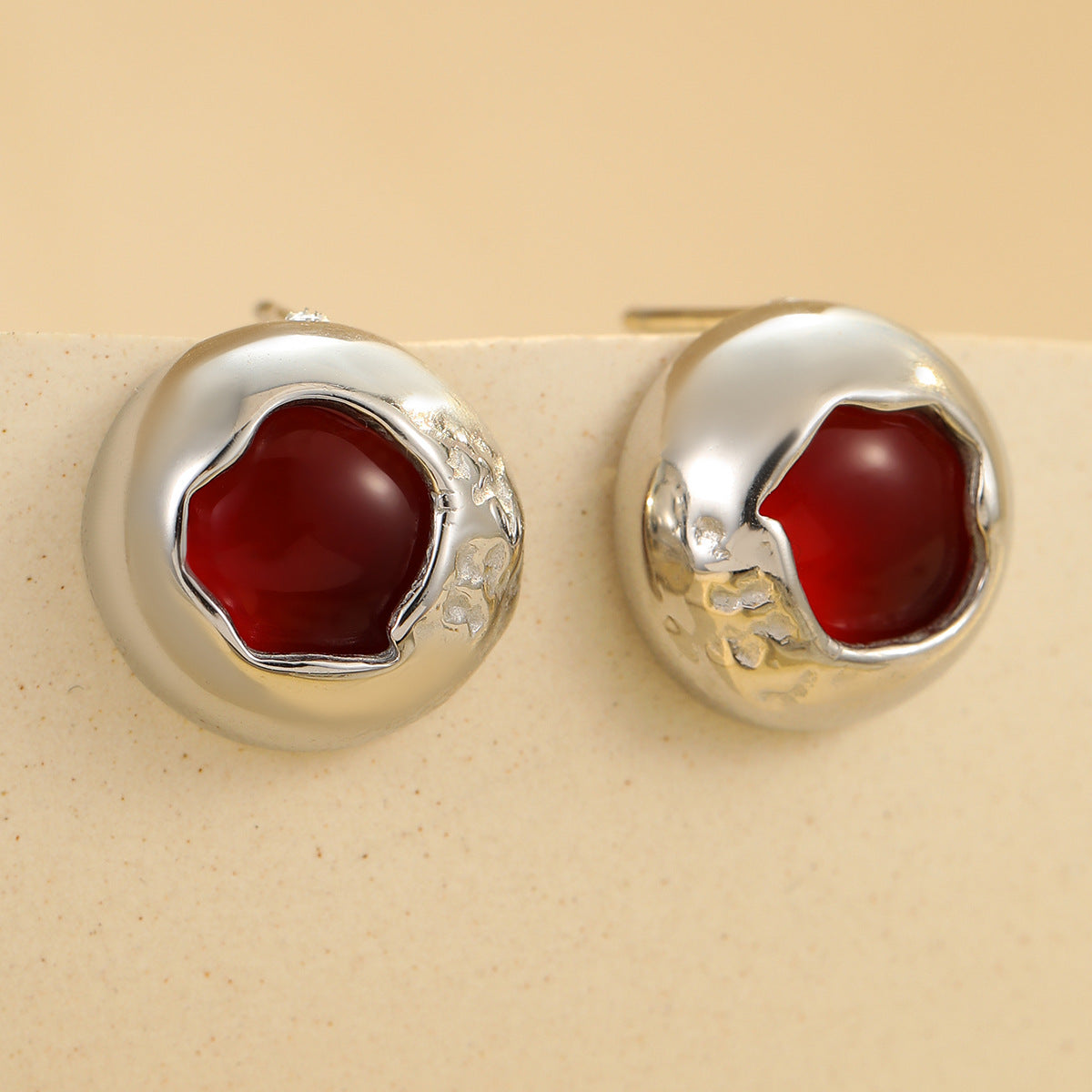Orecchini rotondi minimalisti in acciaio inossidabile placcati oro 18K in stile vintage da donna