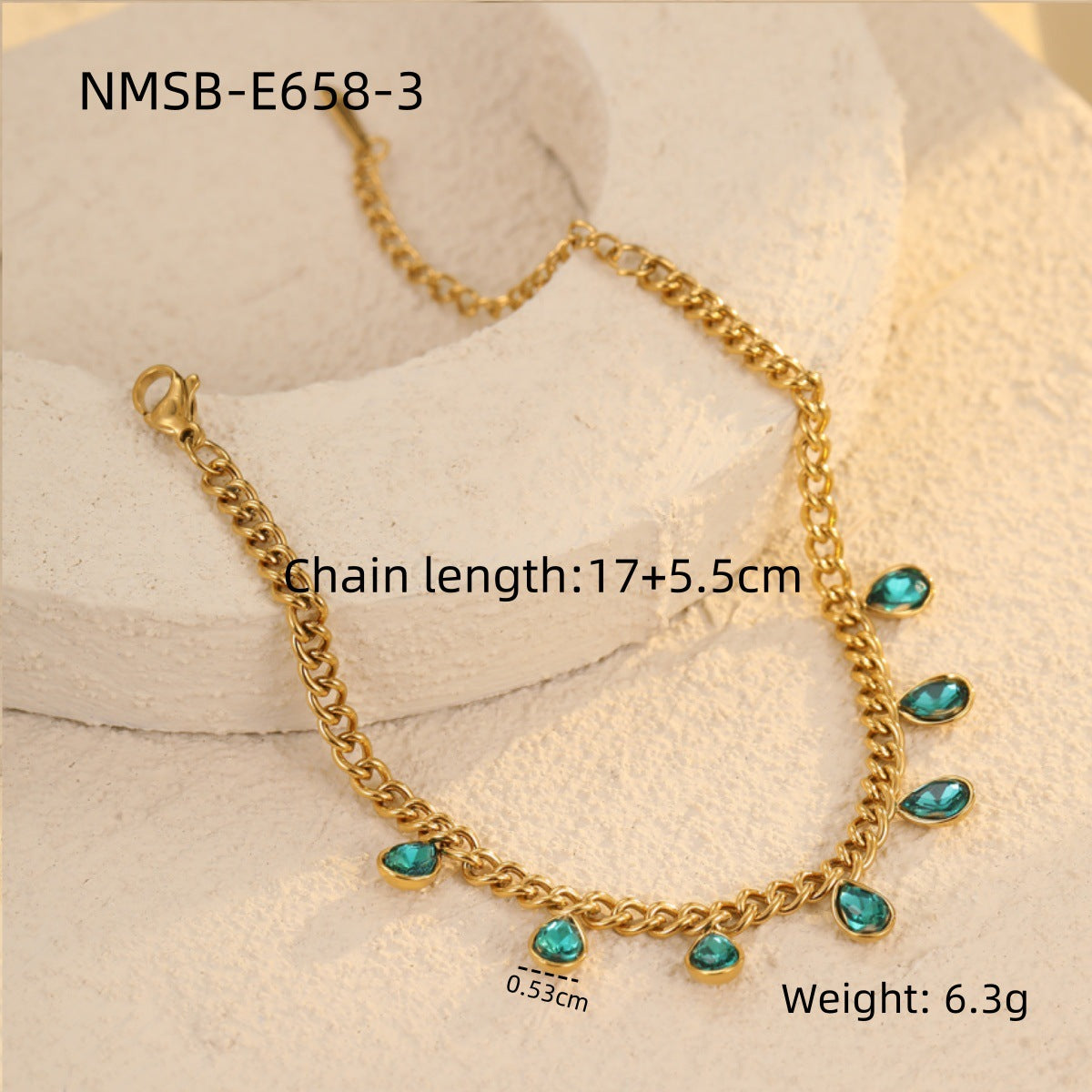 Braccialetto alla moda in acciaio inossidabile con cuore geometrico stile OL, intarsio di strass e dettaglio a nappa