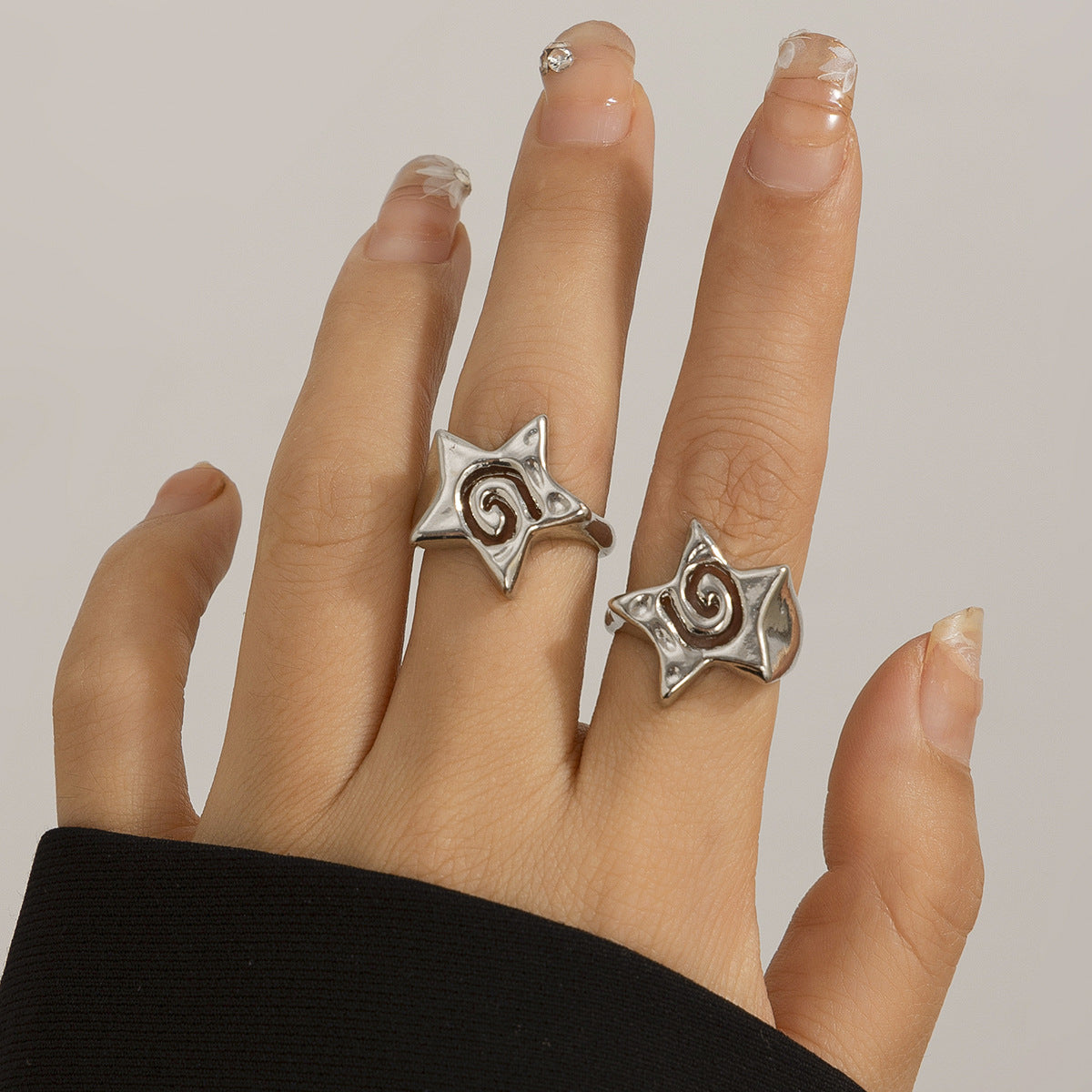 Minimalist Geometric Star Letter Alloy Plated Ring for Women