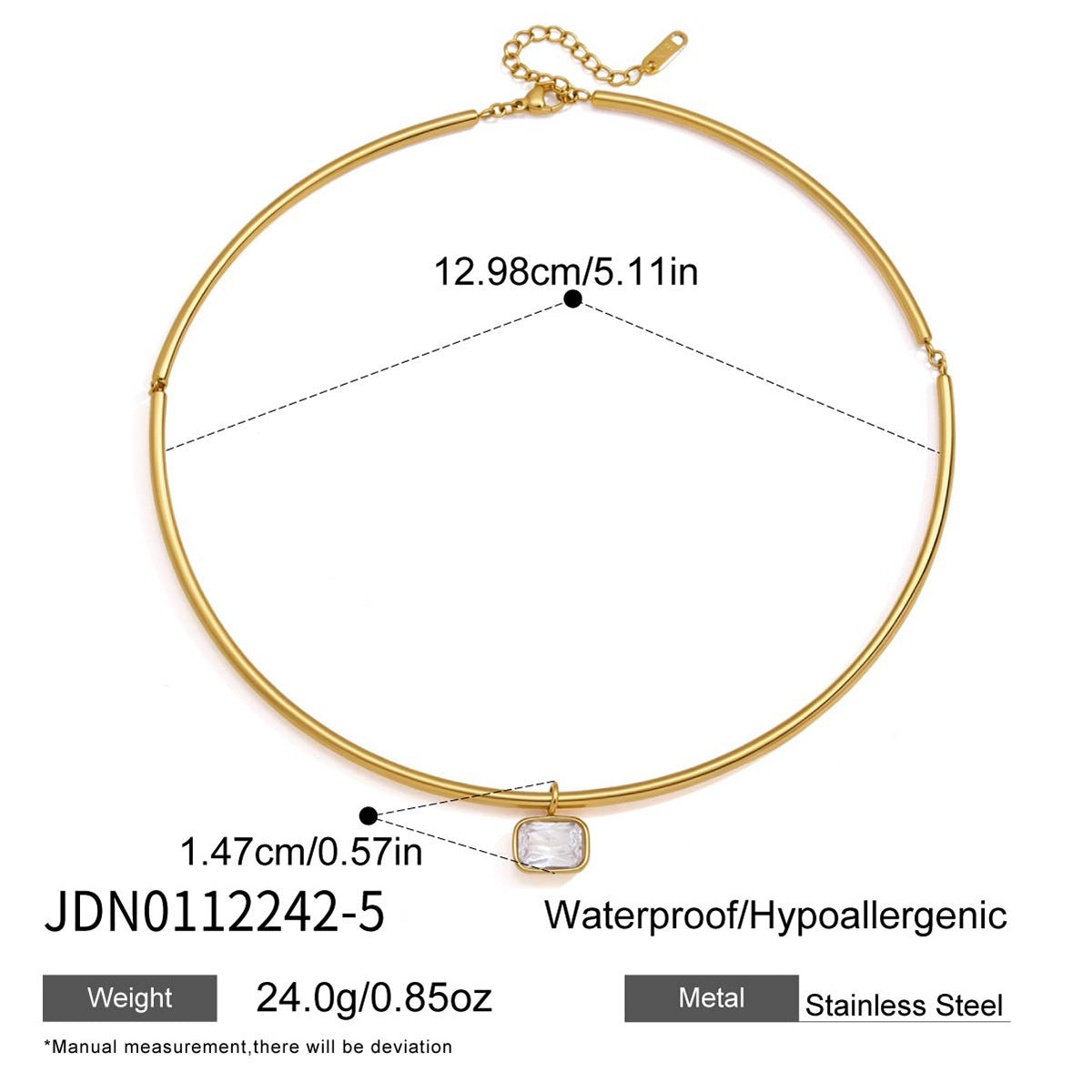 Minimalist Geometric Round Stainless Steel PVD Cubic Zirconia Pendant Necklace for Women