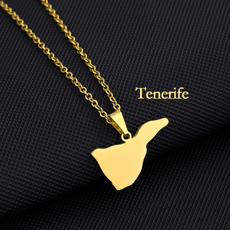 Collar con colgante geométrico de acero inoxidable con dije de acero de titanio y acabado galvanizado para uso unisex