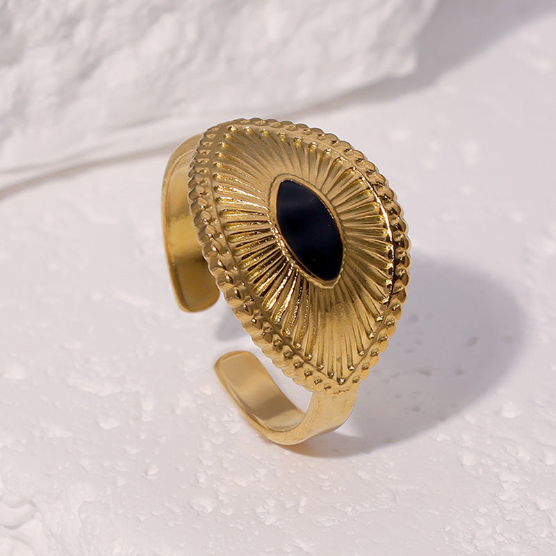 Anello Aperto Geometrico Vintage Minimalista Placcato Oro 18K in Acciaio Inossidabile per Donna