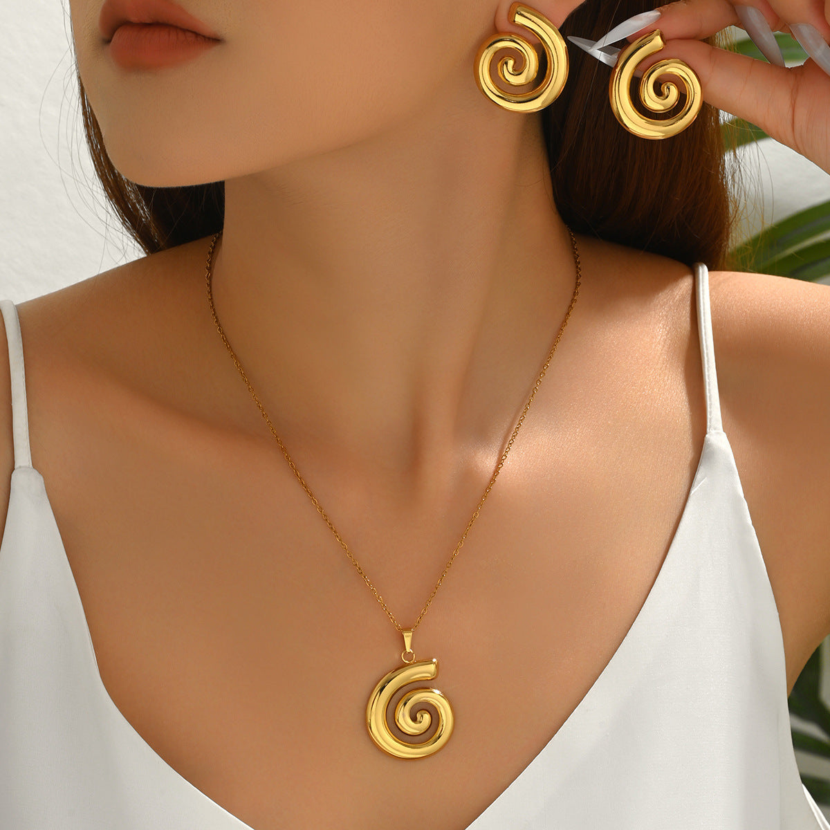 Juego de collar con colgante de círculo geométrico estilo gótico con pendientes para mujer, joyería chapada en aleación