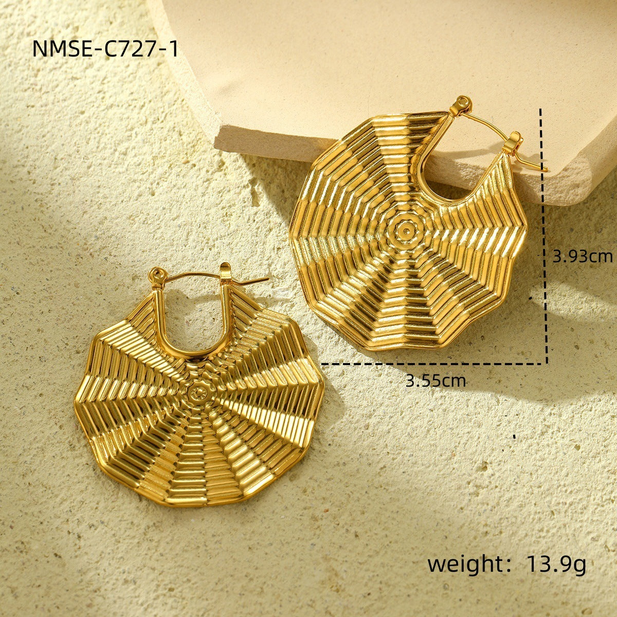 Orecchini da donna alla moda in acciaio al titanio con spirale geometrica e placcatura in oro