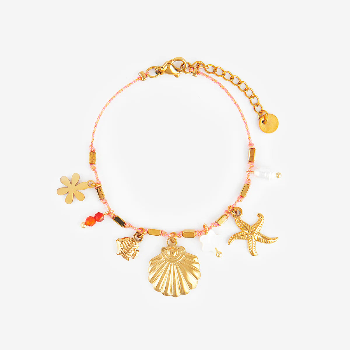 Fashion Unisex 18K Gold Plated Titanium Steel Necklace with Shell Starfish Whale Heart Pendants