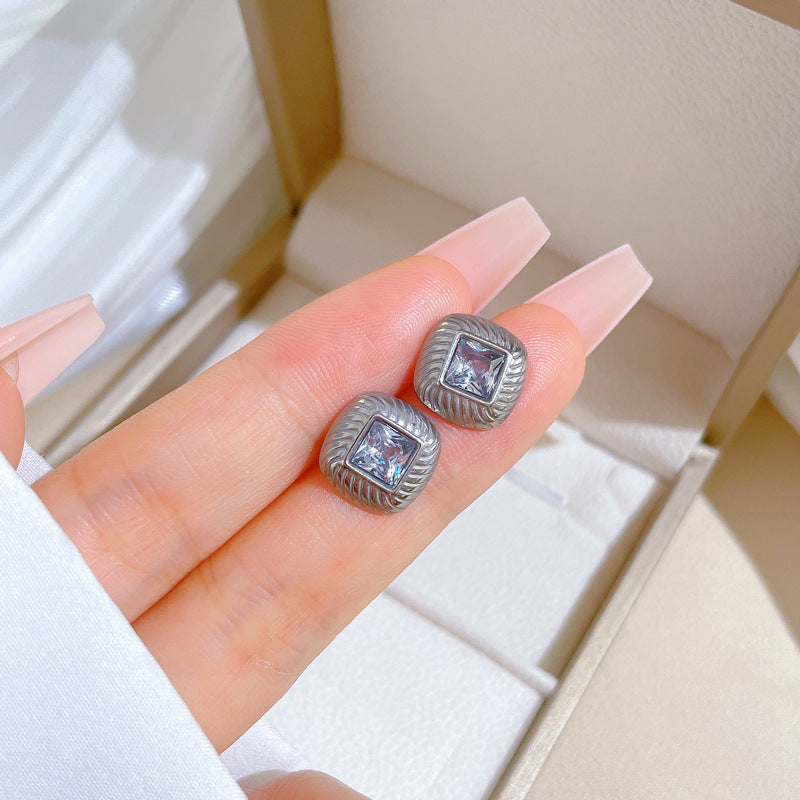 Minimalist Sweet Geometric Titanium Steel Plated Stud Earrings