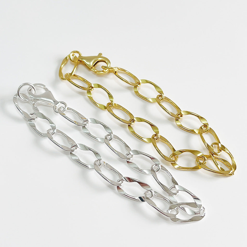 Bracciale rotondo geometrico da donna placcato in argento sterling 925 resistente