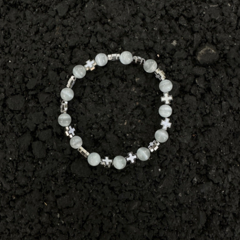 Fashion Geometric Cross Cat's Eye Handmade Bracelet for Unisex