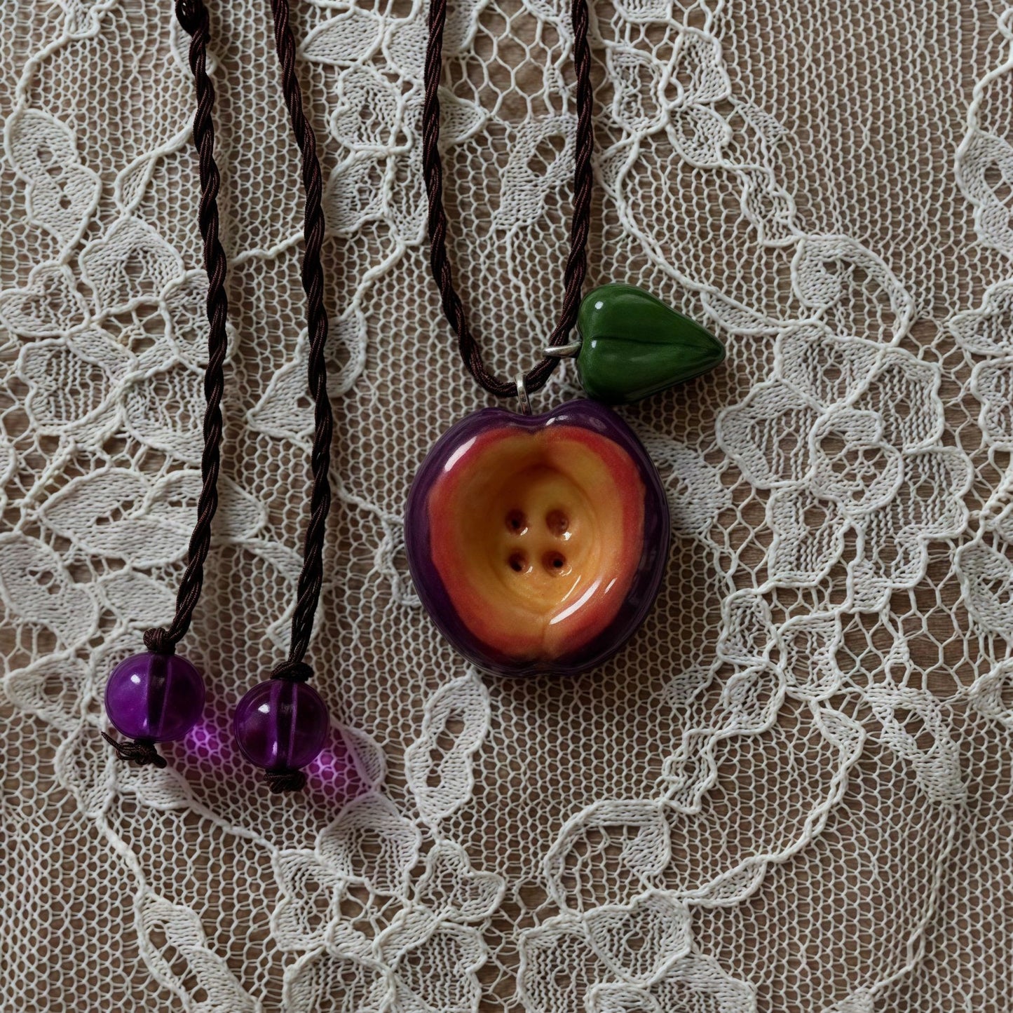 Geometric Drip Oil Plated Stainless Steel Pendant Food Fruit Series