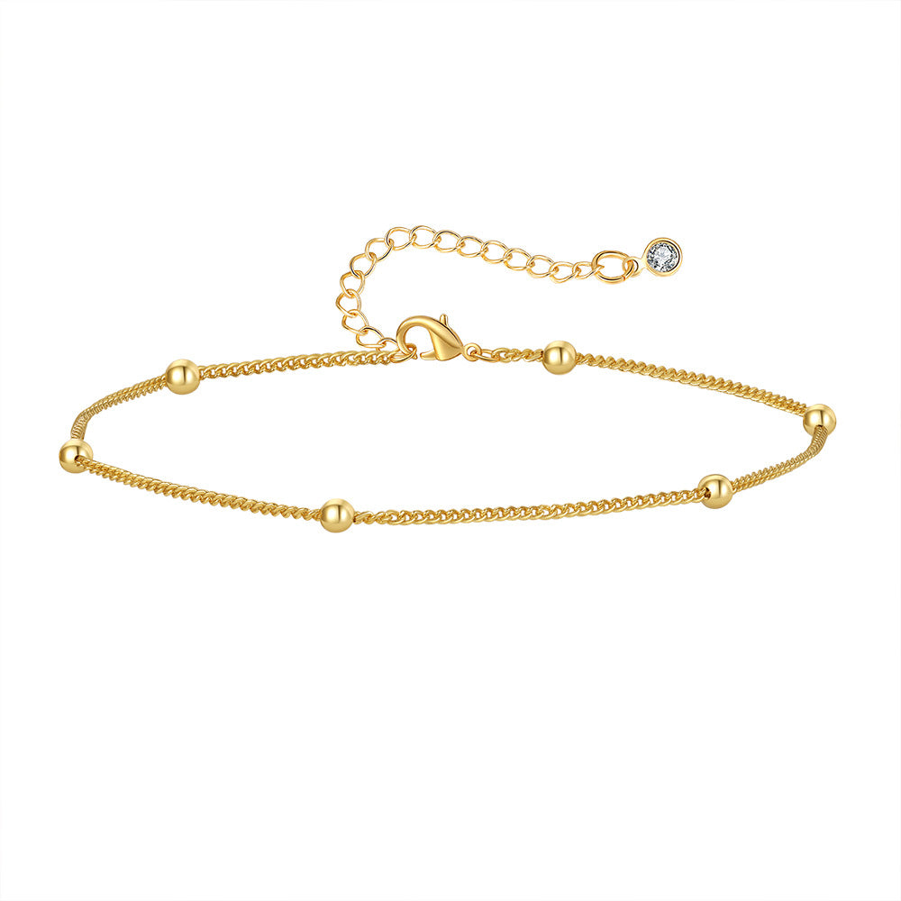 Minimalist Gold Plated Brass Geometric Cuban Link Chain Anklet for Women