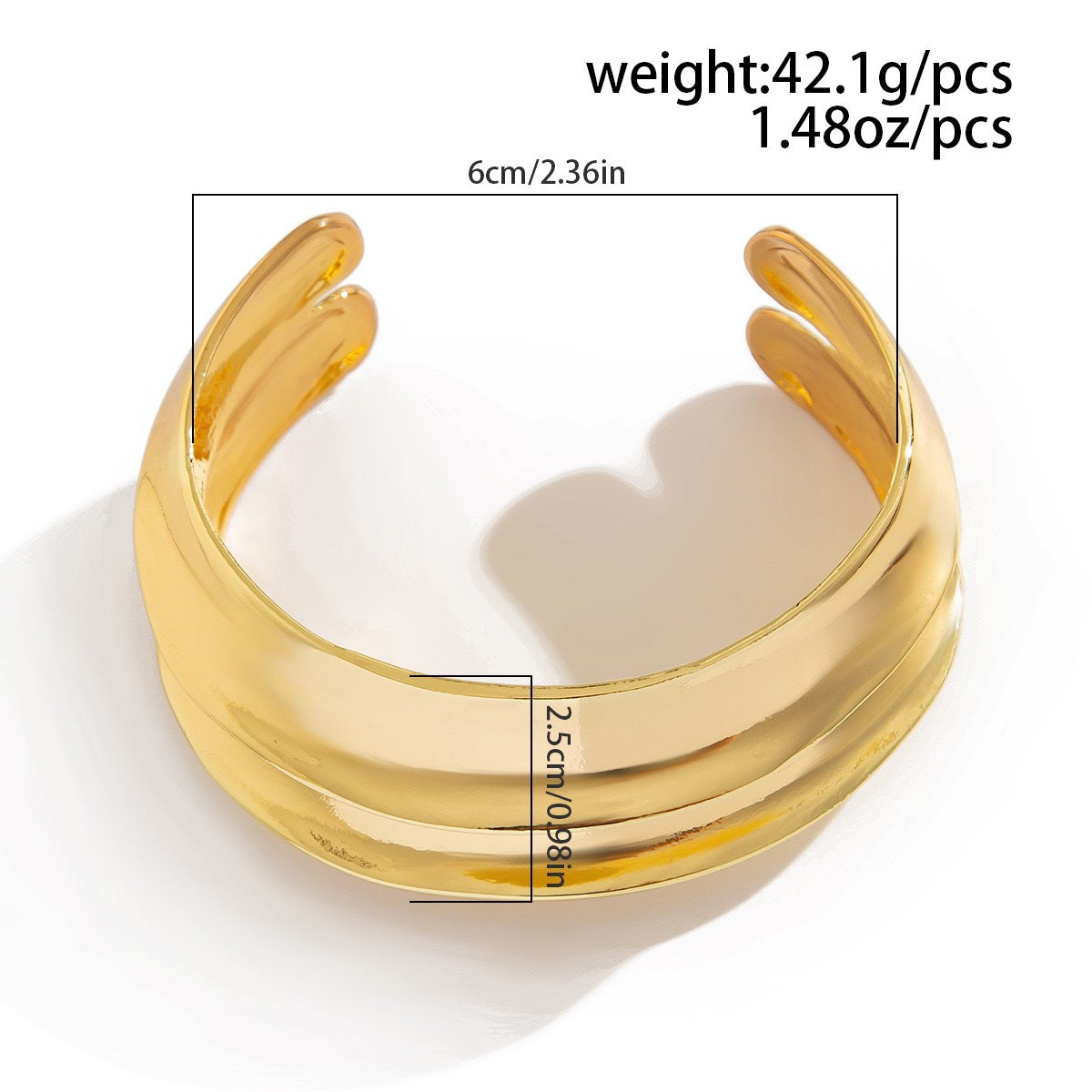 Bracciale a fascia aperta a doppio strato in lega placcata geometrico minimalista