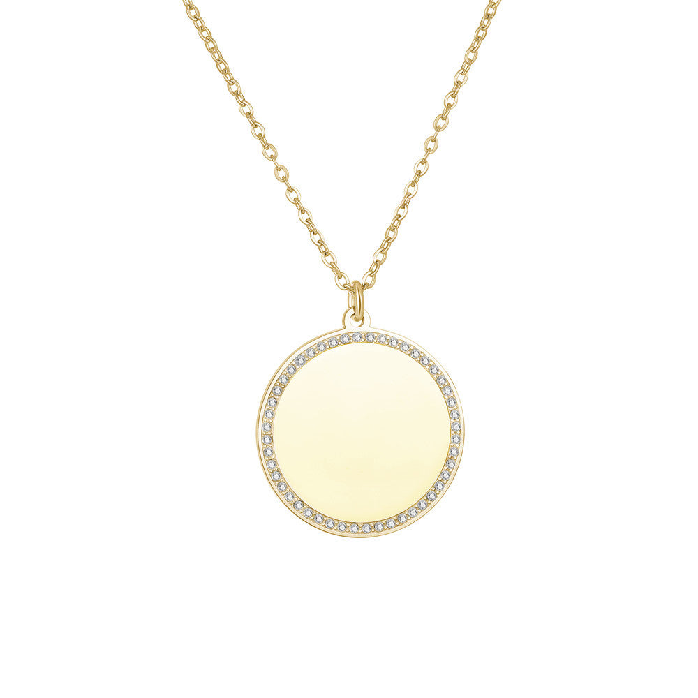 Collar Colgante Geométrico Redondo Minimalista para Mujer Acero Inoxidable con Incrustaciones de Zirconia Accesorio de Lujo Bañado